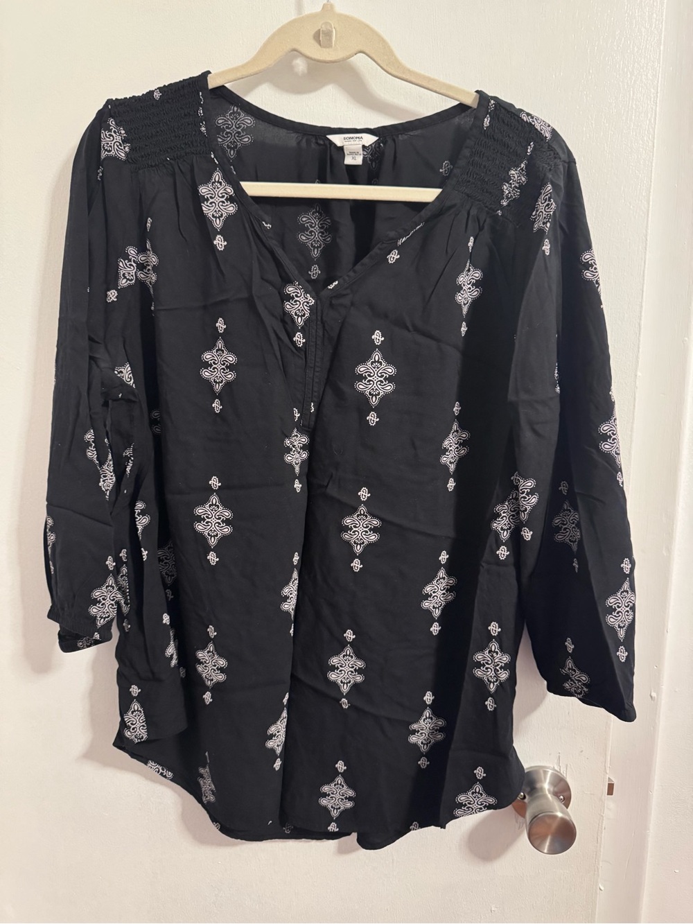 Sonoma Black V-Neck Peasant Tunic